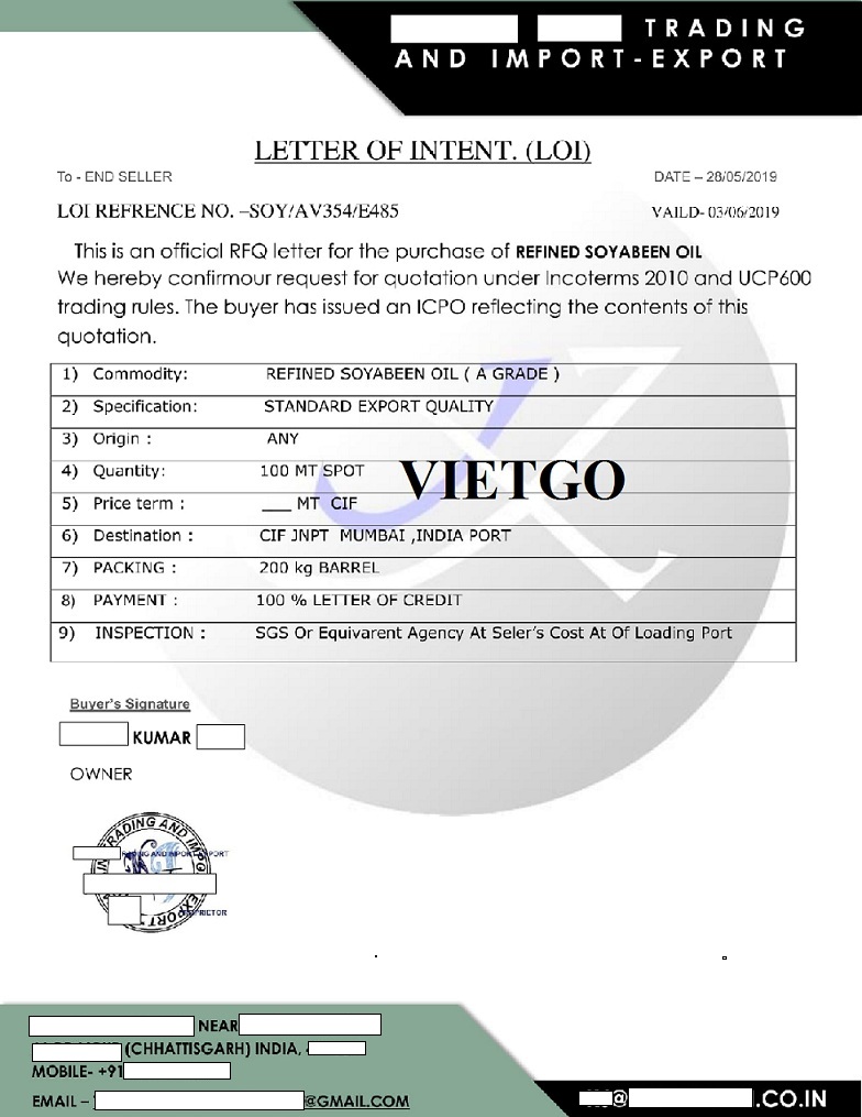 VIETGO-xuat-khau-dau-ăn-Ấn-Độ-Kumar