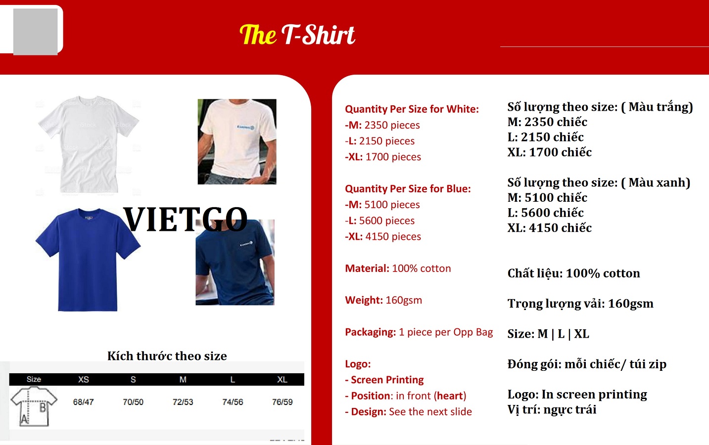 Khách hàng Pháp cần mua 6200 áo T-shirt làm đồng phục