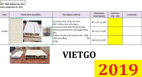 (Cập nhật lần 1) Cơ hội giao thương ĐẶC BIỆT- Đơn hàng thường xuyên- Cơ hội xuất khẩu Cửa gỗ từ ván MDF cho vị khách hàng từ Hàn Quốc